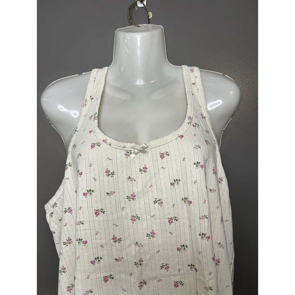 Gap Body Pajama Set Womens XXL White Floral Knit Cami Top Pants Lounge Sleep